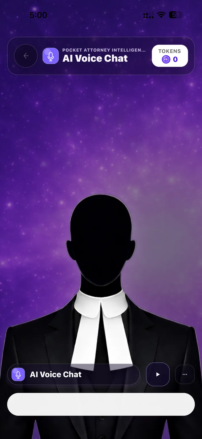 Pocket Attorney AI Voice Chat screen