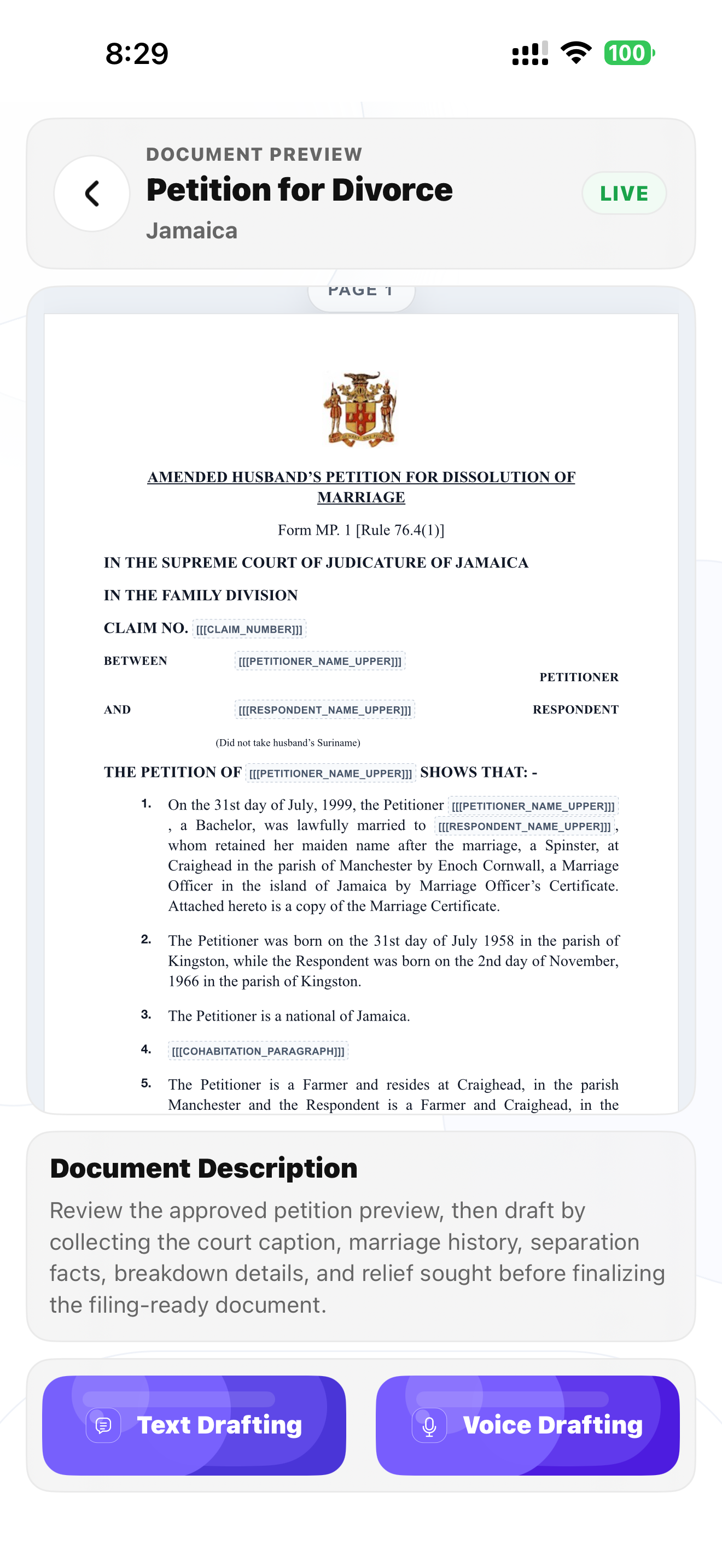 Pocket Attorney AI Document Drafting promotional screen